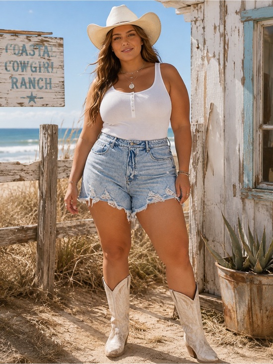 Good American Pants - Good American Bombshell Cutoff Distressed Denim Shorts Blue649 Size 15 Plus